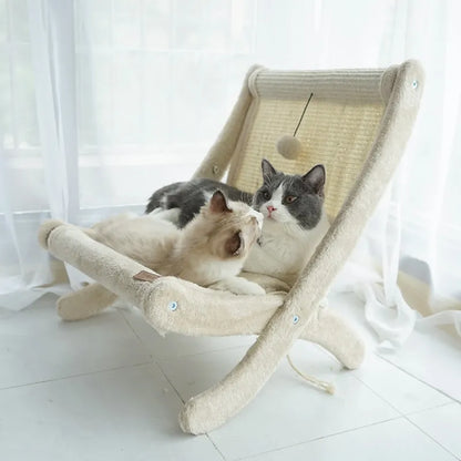 Cat Deckchair With Scratching Surface - Comfortable Sleeping Place Scratching Furniture In One