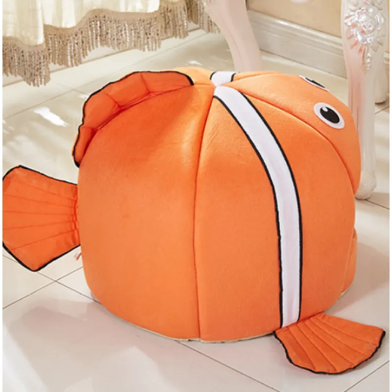 Cuddly Cave For Cats In Fish Design - Soft Cat Bed For Comfortable Rest