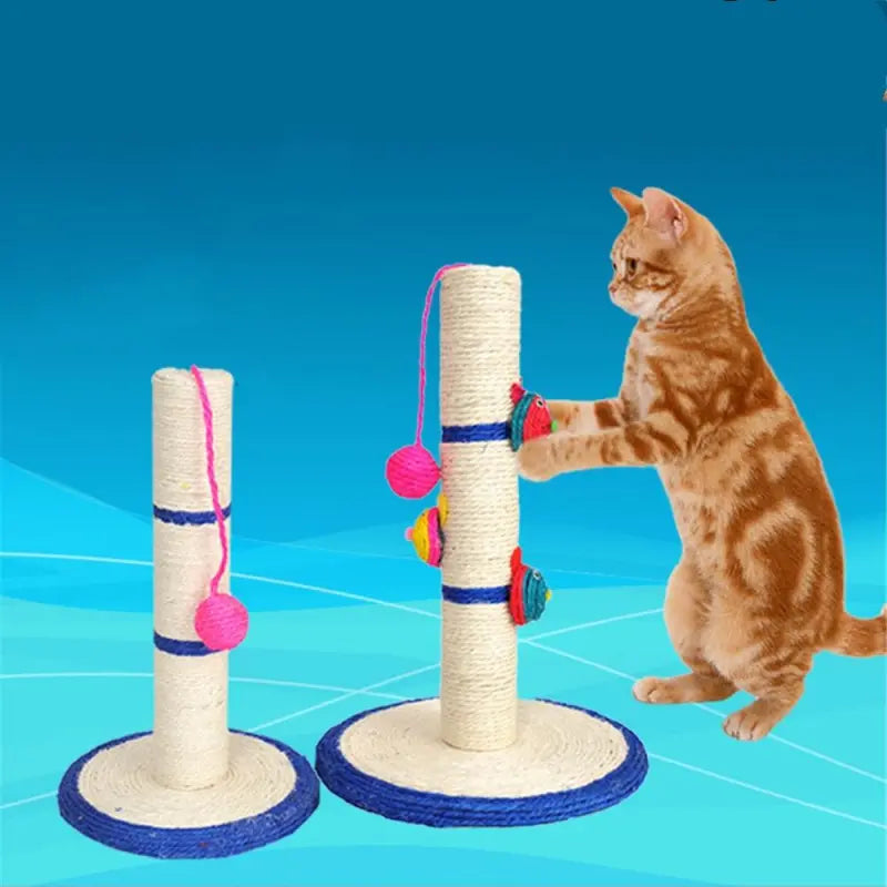 Cat Scratching Post With Colorful Toys - Sisal Scratching Post With Balls And Animals