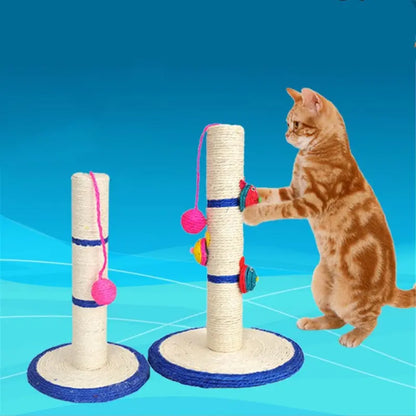 Cat Scratching Post With Colorful Toys - Sisal Scratching Post With Balls And Animals