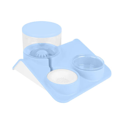 Water And Food Bowl For Pets - 2-in-1 System With Practical Base