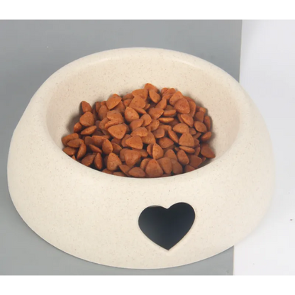 Dog Bowl Made Of Natural Material - Food And Water Bowl With Heart Design