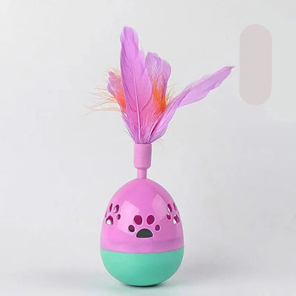 Interactive Cat Toy with Feathers - Colourful Ball - Shaped Toy for Cats