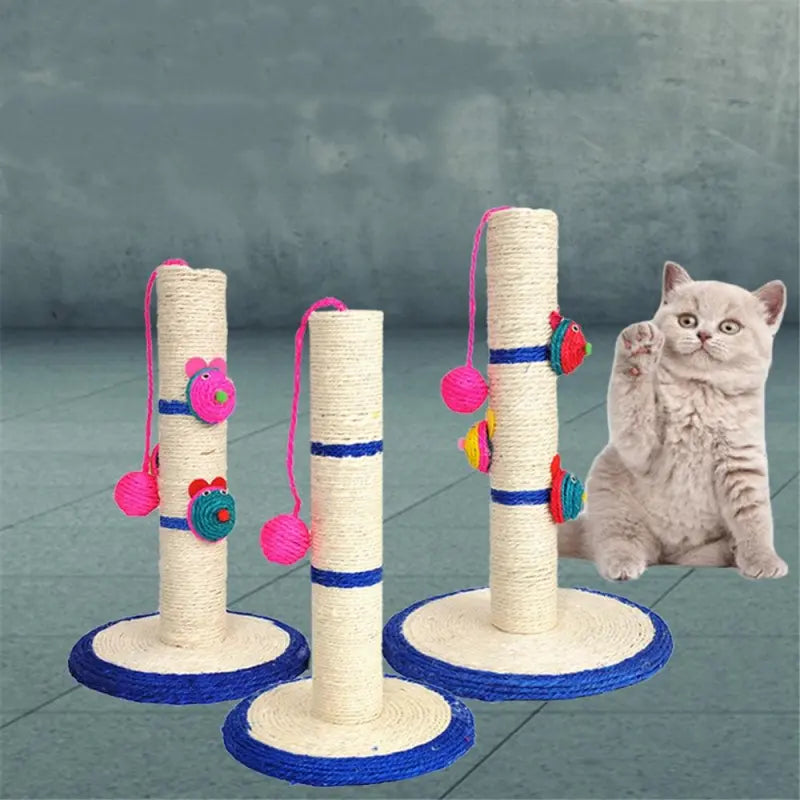 Cat Scratching Post With Colorful Toys - Sisal Scratching Post With Balls And Animals