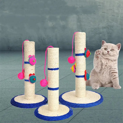 Cat Scratching Post With Colorful Toys - Sisal Scratching Post With Balls And Animals