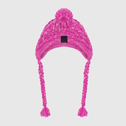 Knitting Hat For Pets With Pompom And Pigtails In Pink