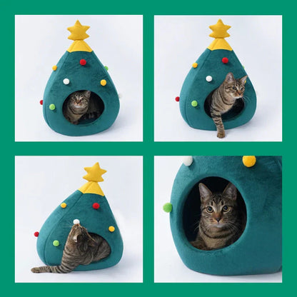 Cat Bed In Christmas Tree Form