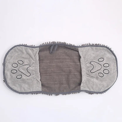 Absorbent Dog Towel Glove With Paw Embroidery For Quick Drying
