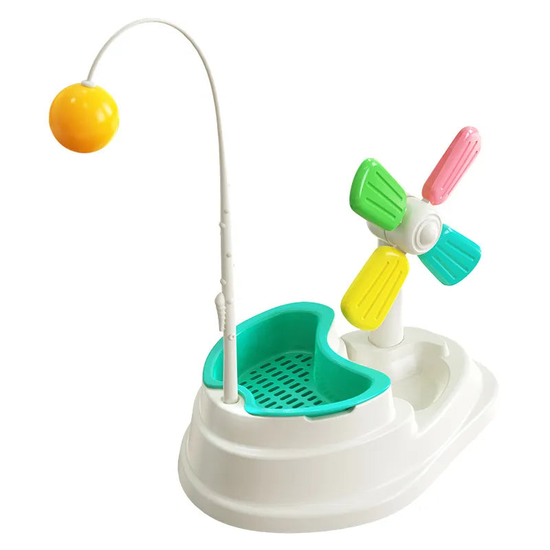 Interactive Cat Toy - Windmill With Ball And Grass Stand For Mental Stimulation