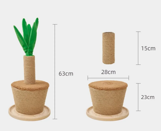 Cat Scratching Post Plant - Scratching Post With Sisal And Soft LeCat Scratching Mat Cactus Und Fish - Scratching Toy For Cats, Wall And Floor Scratching Mat Made Of Sisalaves, Cat Scratching Furniture For The Home
