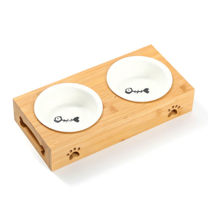 Wooden Cat Bowl