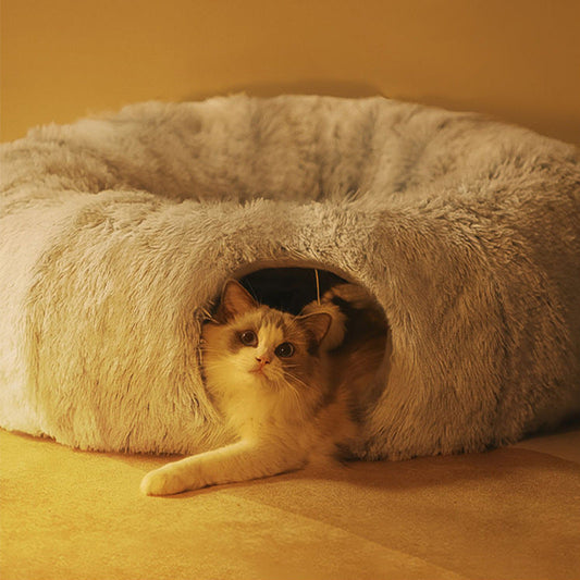Cat Plush Tunnel Play Bed