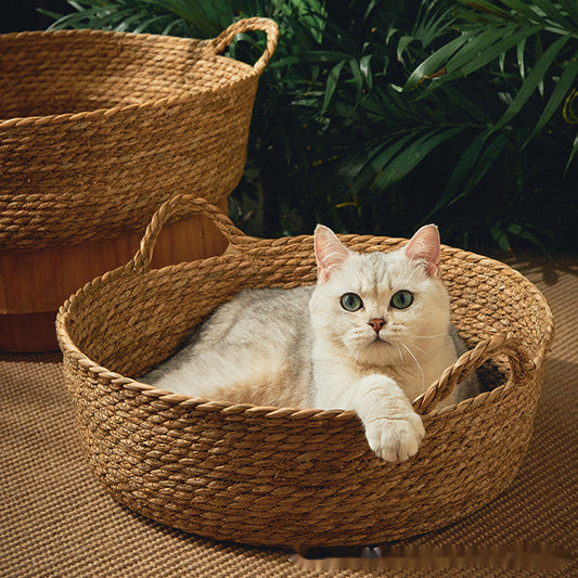 CozyRattan - Natural Rattan Cat Nest