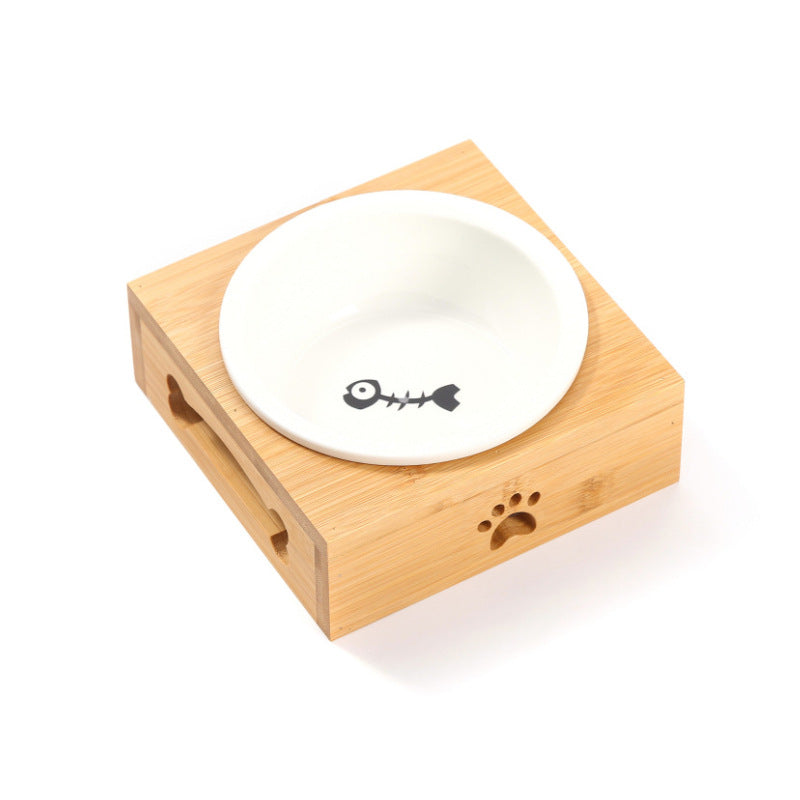 Wooden Cat Bowl