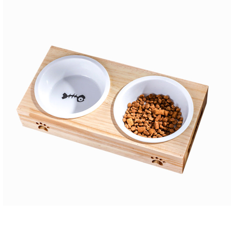 Wooden Cat Bowl