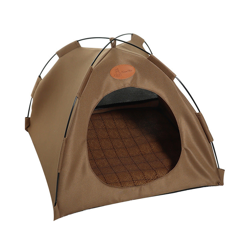 Premium Cat Tent With Rattan Mat