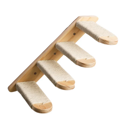 Deluxe Cat Climbing Steps - Wall-mounted With Sisal Rope