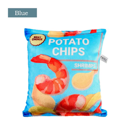 Dog Toy Crisps Bag - Soft Plush Toy With Squeaker & Crackling Effect