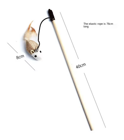 Interactive Cat Toy Set - Natural Toy With Feathers And Bells