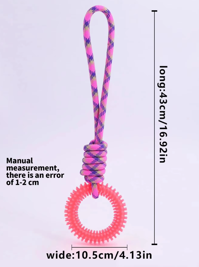 Robust Dog Toy With Teething Ring - Chew Toy Tug Rope For Interactive Fun