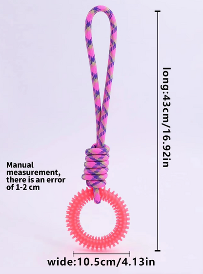 Robust Dog Toy With Teething Ring - Chew Toy Tug Rope For Interactive Fun