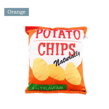 Dog Toy Crisps Bag - Soft Plush Toy With Squeaker & Crackling Effect