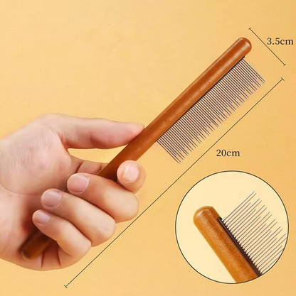High Quality Wooden Flea Comb - Gentle Coat Care For Cats & Dogs