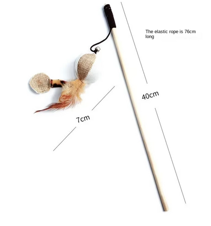 Interactive Cat Toy Set - Natural Toy With Feathers And Bells