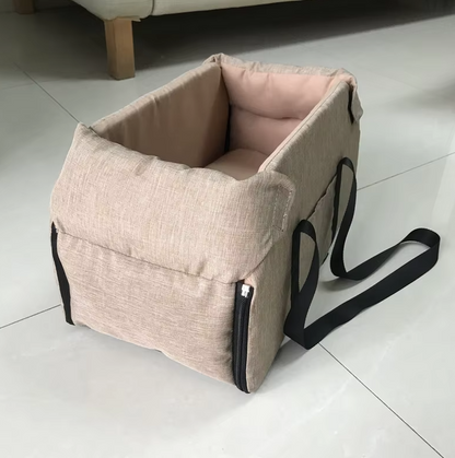 Luxurious Dog Seat For The Car - Padded Portable Car Seat With Safety Belt