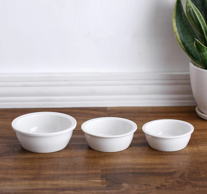 Ceramic Feeding Bowl For Dogs And Cats - Classic White Bowl For Pets