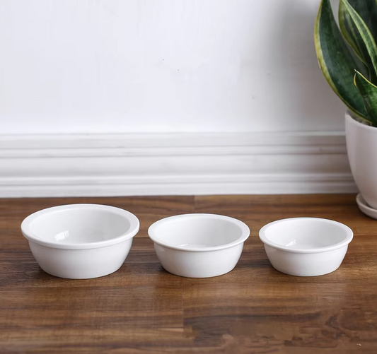 Ceramic Feeding Bowl For Dogs And Cats - Classic White Bowl For Pets