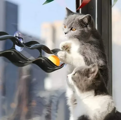Window Cat Toy - Interactive Play Track With Movable Balls