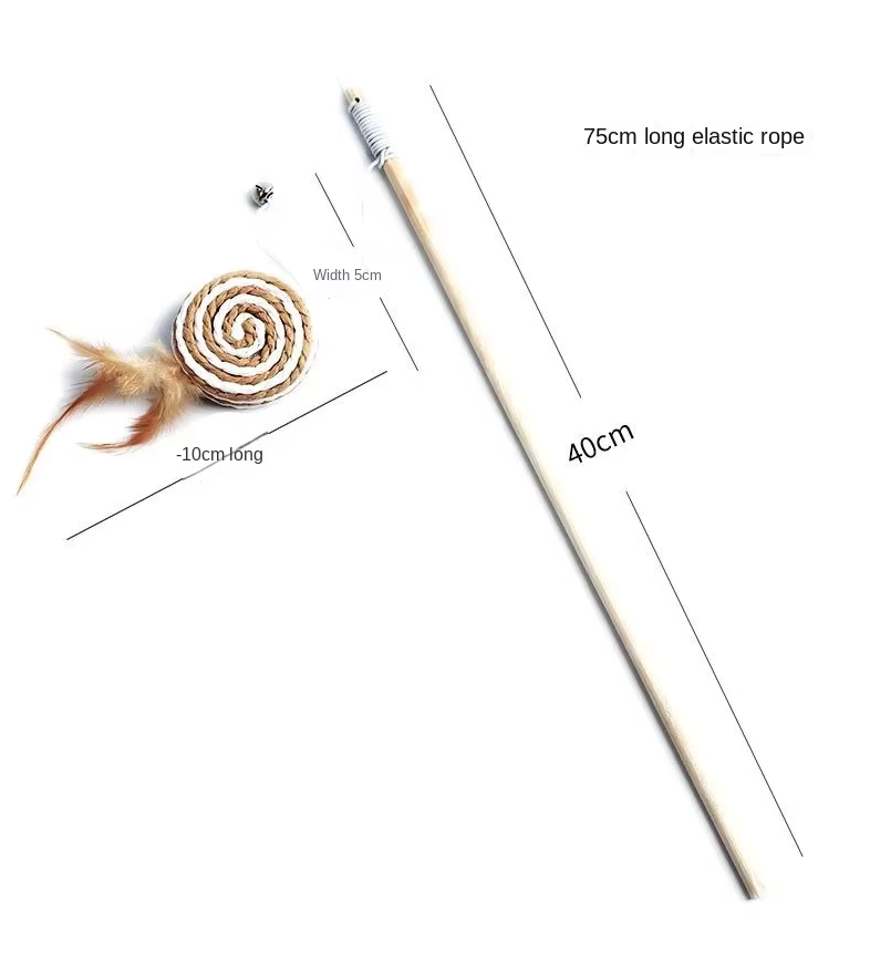 Interactive Cat Toy Set - Natural Toy With Feathers And Bells