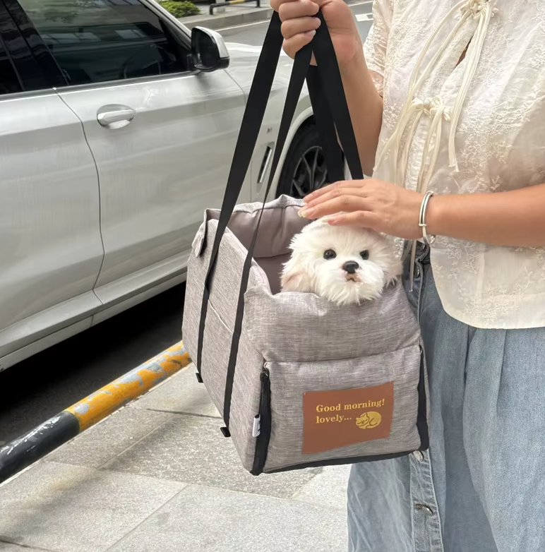 Luxurious Dog Seat For The Car - Padded Portable Car Seat With Safety Belt
