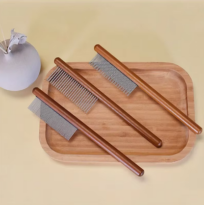 High Quality Wooden Flea Comb - Gentle Coat Care For Cats & Dogs