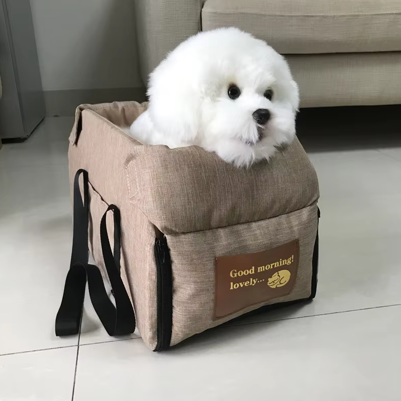 Luxurious Dog Seat For The Car - Padded Portable Car Seat With Safety Belt