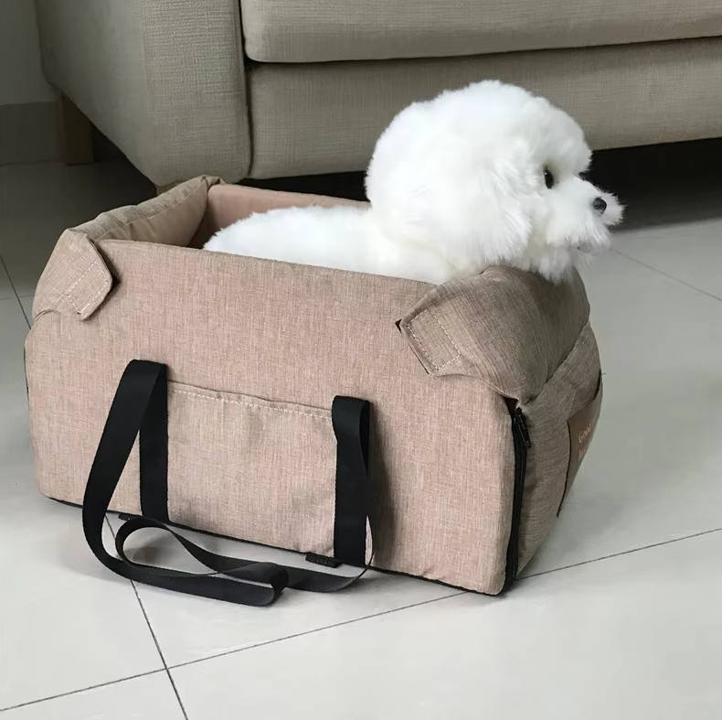Luxurious Dog Seat For The Car - Padded Portable Car Seat With Safety Belt