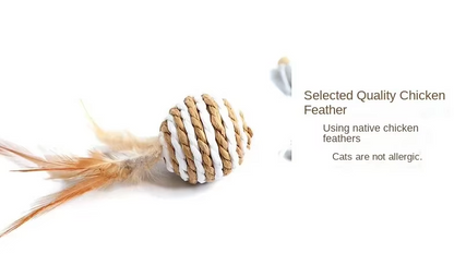 Interactive Cat Toy Set - Natural Toy With Feathers And Bells