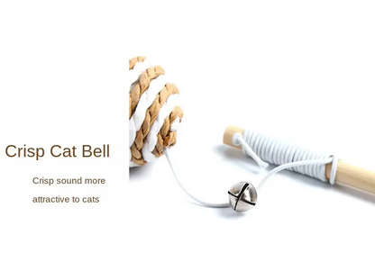 Interactive Cat Toy Set - Natural Toy With Feathers And Bells