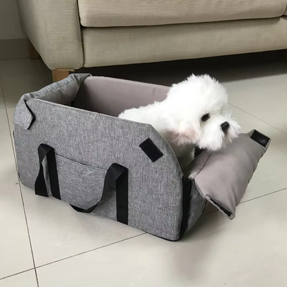 Luxurious Dog Seat For The Car - Padded Portable Car Seat With Safety Belt