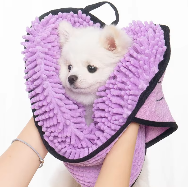 Microfibre Pet Towel With Glove - Super Absorbent Soft Drying Towel For Dogs Cats