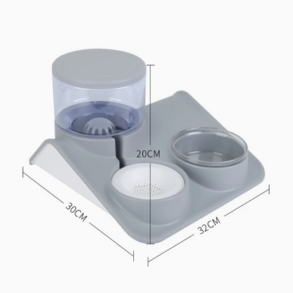 Water And Food Bowl For Pets - 2-in-1 System With Practical Base