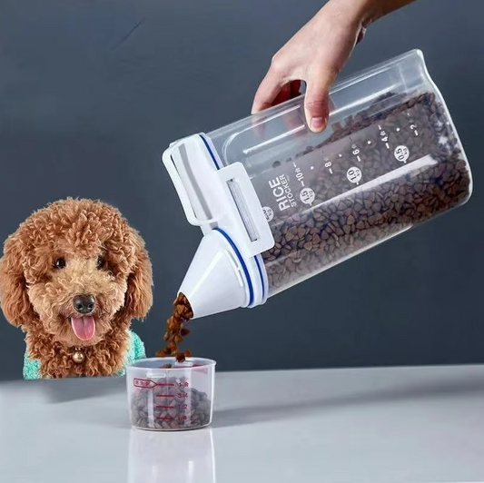Food Dispenser For Pets With Measuring Cup