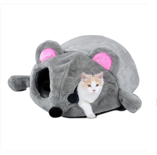 Cuddly Cat Sleeping Cave In Mouse Design - Soft And Comfortable For Your Cat