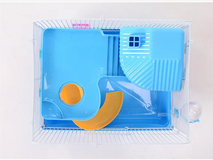 Hamster Cage With Shelves And Drinking Bottle - Compact Cage For Rodents