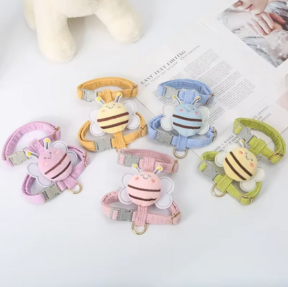 Cute Dog Harness With Bee Motif - Adjustable Lead