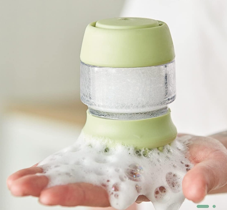 Silicone Pet Shower Brush with Shampoo Container for Gentle Grooming