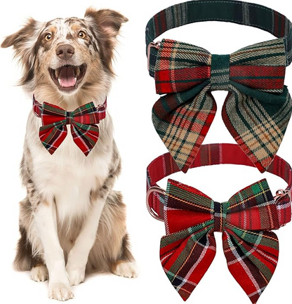 Coloured Dog Collar With Bow For Christmas And Festive Occasions
