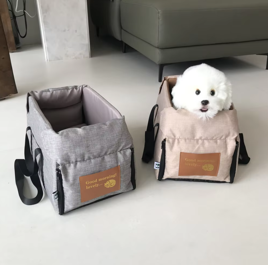 Luxurious Dog Seat For The Car - Padded Portable Car Seat With Safety Belt
