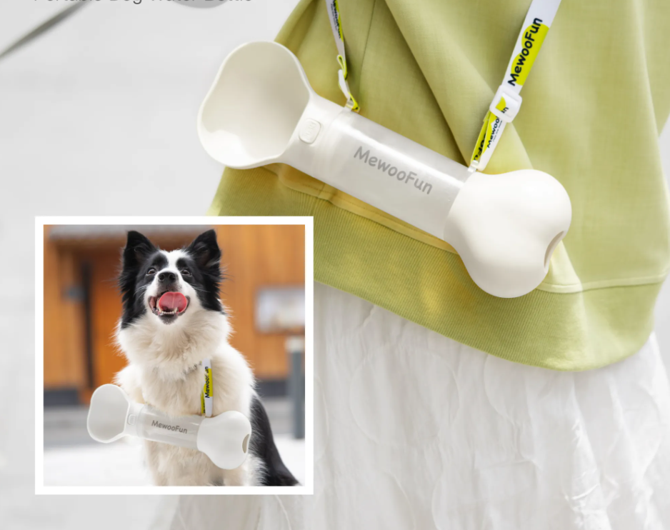 Bone-shaped Drinking Bottle For Dogs - Portable Water Dispenser With Bowl